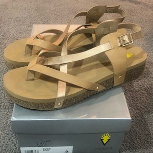 Volatile rose gold sandals worn once, size 9 - just to big. Super comfortable